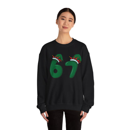 Green & Red Elf Hat 6 7  - Christmas Sweatshirt - Unisex