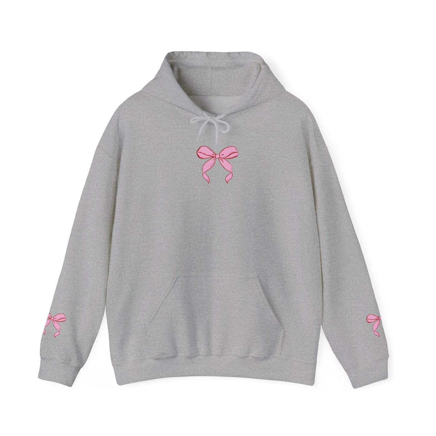 Coquette Pink Center Bow Pullover Hoodie with Bow Sleeves