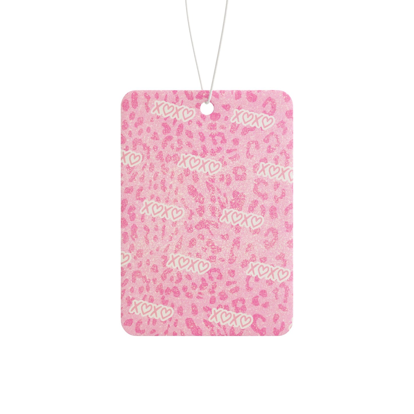 XOXO Pink Cheetah Car Air Freshener —Valentines Day Scented Ornament