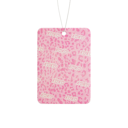 XOXO Pink Cheetah Car Air Freshener —Valentines Day Scented Ornament