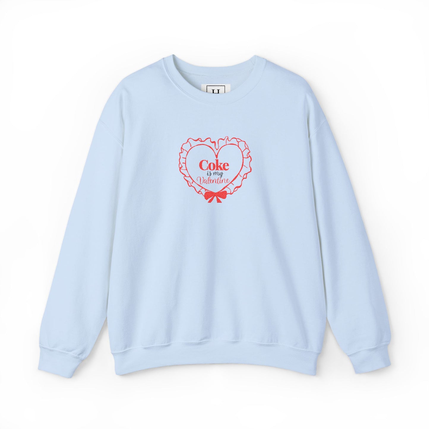 Valentine Heart 'Coke Is My Valentine' Crewneck Sweatshirt -Embroidered