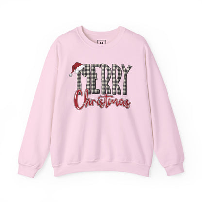 Merry Christmas Buffalo Check  -- Unisex Sweatshirt