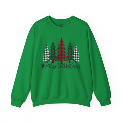 Merry Christmas Plaid Trees Sweater