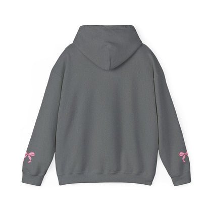 Coquette Pink Center Bow Pullover Hoodie with Bow Sleeves