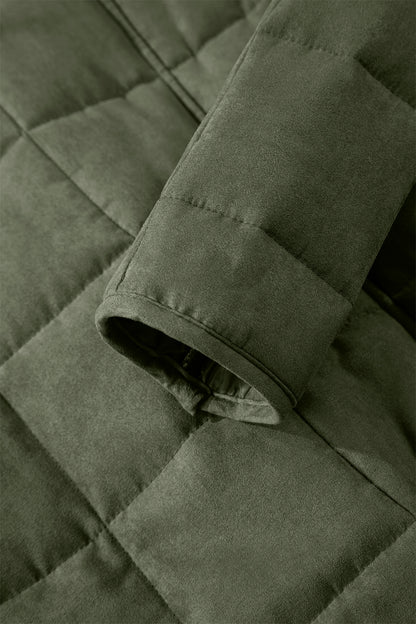 Green Zip-Up Pocket Quilted Jacket