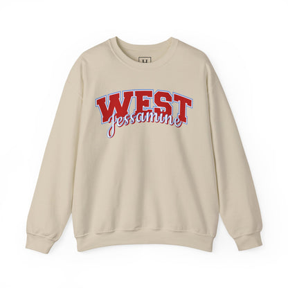 West Jessamine Cheer Crewneck Sweatshirt — Back ‘West Jessamine Cheer’ with Horse Logo - Unisex