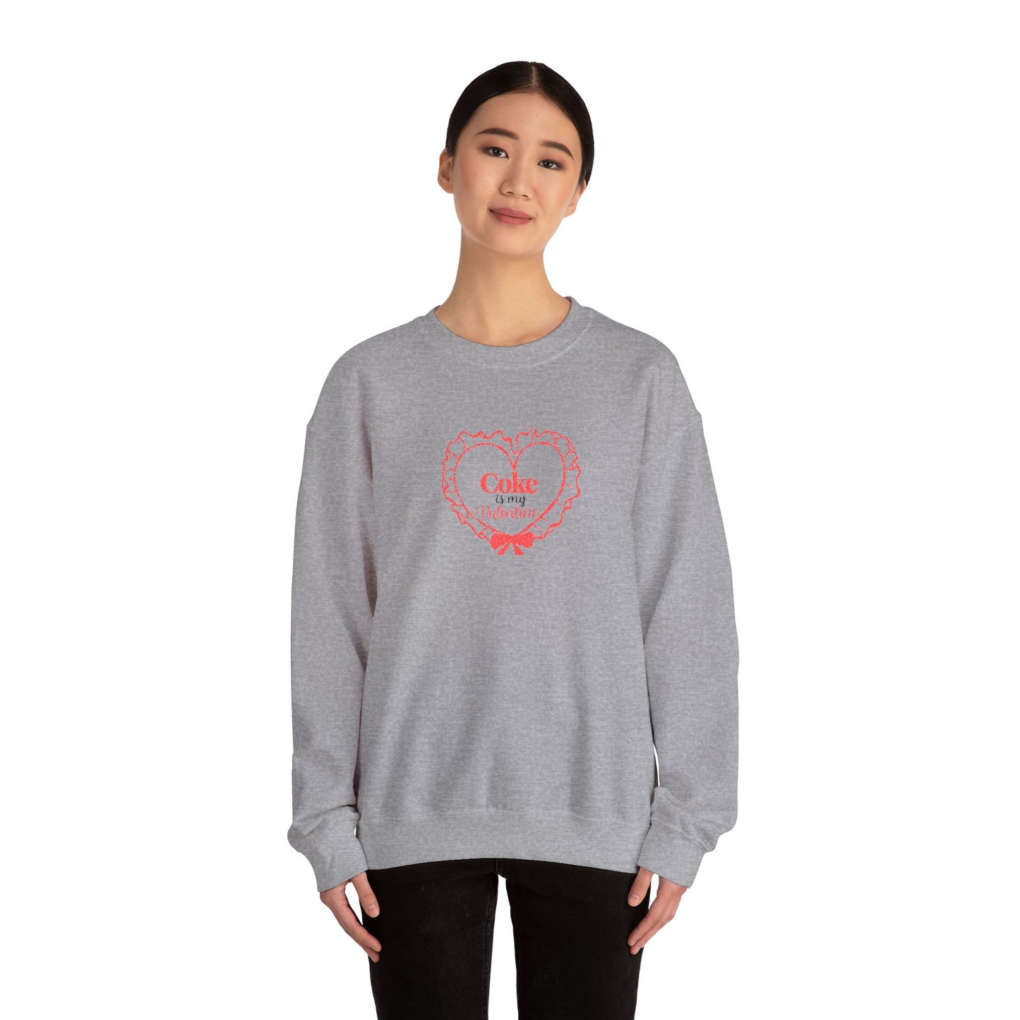 Valentine Heart 'Coke Is My Valentine' Crewneck Sweatshirt -Embroidered