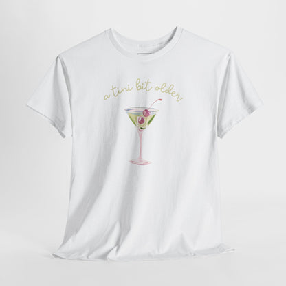 Cute "A Tini Bit Older" Martini T-Shirt — Retro Pink & Green Cocktail Tee