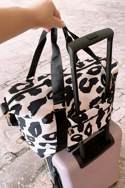 Black Leopard Print Luggage Tote Bag