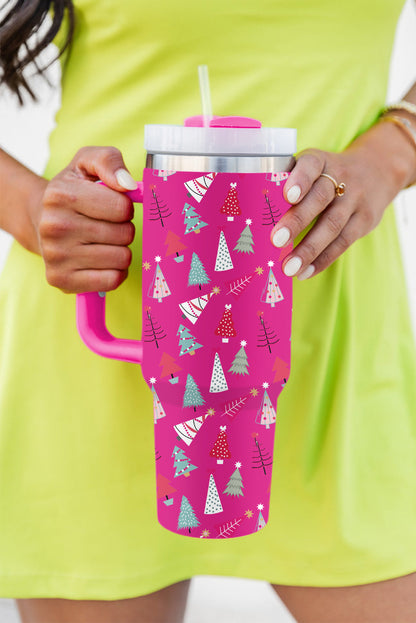 Cartoon Christmas Tree Printed Thermos Cup 40oz