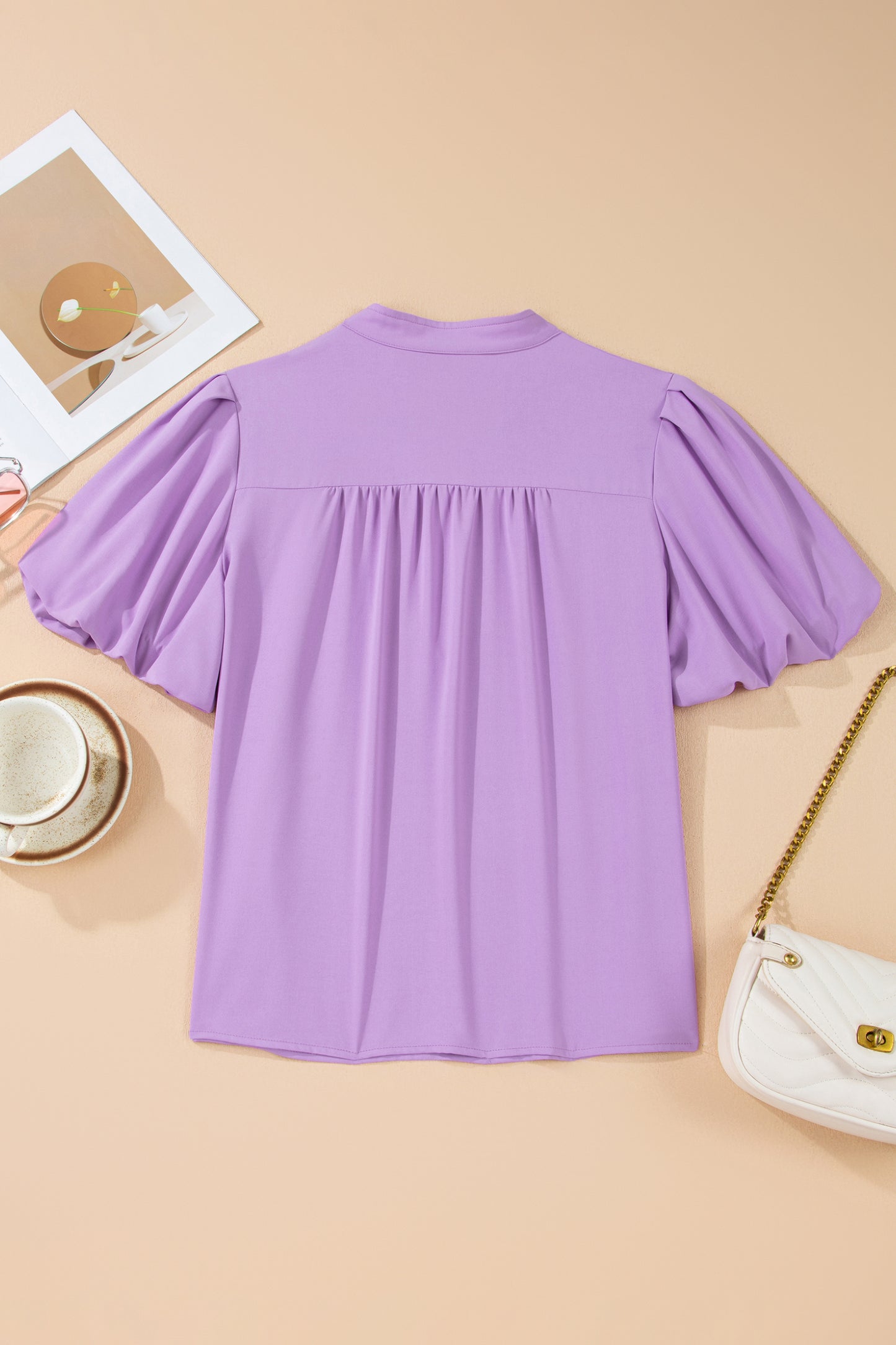 Phalaenopsis V Neck Puff Sleeve Summer Blouse