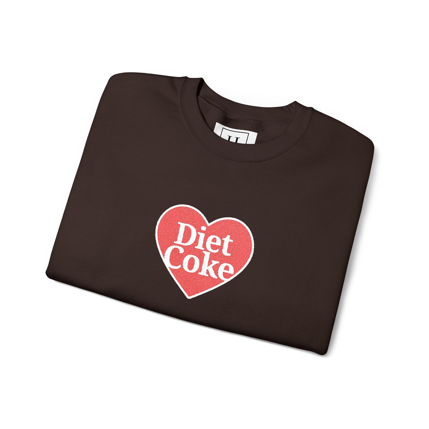 Valentine Heart 'Diet Coke' with Red Bows on Left & Right Sleeves Crewneck Sweatshirt -Embroidered