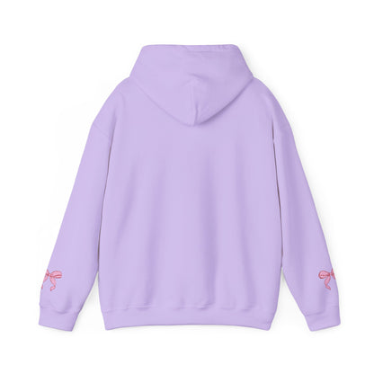 Coquette Pink Center Bow Pullover Hoodie with Bow Sleeves