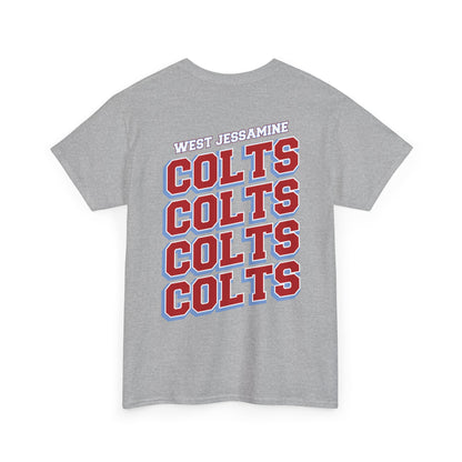 (W) Logo on Front; West Jessamine COLTS on Back —  Front & Back Unisex T-Shirt