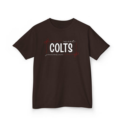 YOUTH --  West Jessamine COLTS coquette bow border - Unisex Tee