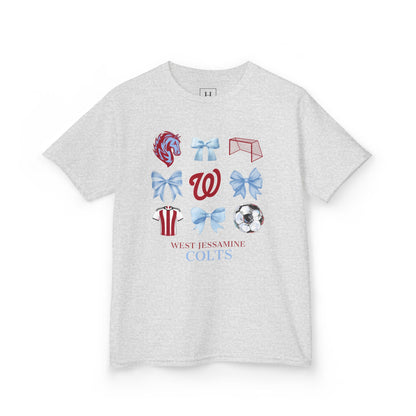 YOUTH --Soccer Coquette Bows Unisex Tee - West Jessamine