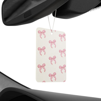 Pink Bow Car Air Freshener — Cute Ribbon Pattern Scented Ornament - Valentines Day