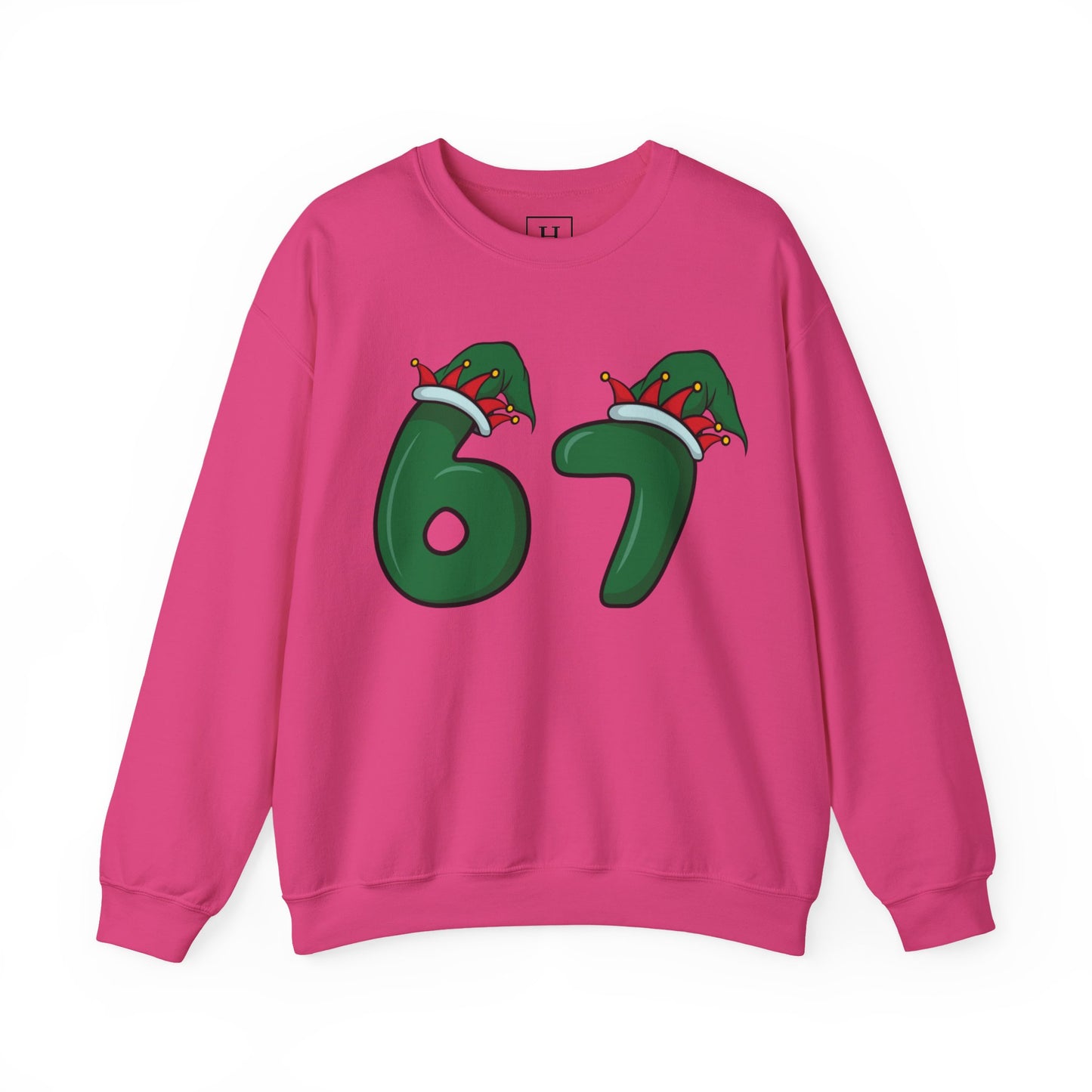 Green & Red Elf Hat 6 7  - Christmas Sweatshirt - Unisex