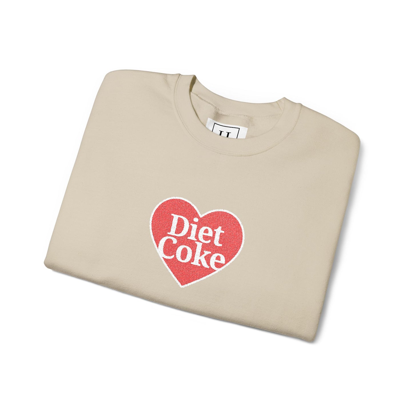 Valentine Heart 'Diet Coke' with Red Bows on Left & Right Sleeves Crewneck Sweatshirt -Embroidered