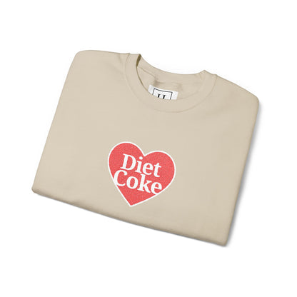 Valentine Heart 'Diet Coke' with Red Bows on Left & Right Sleeves Crewneck Sweatshirt -Embroidered