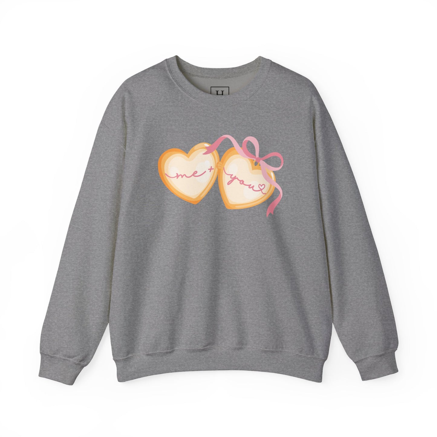 Me + You Heart Locket with Pink Bow Sweatshirt