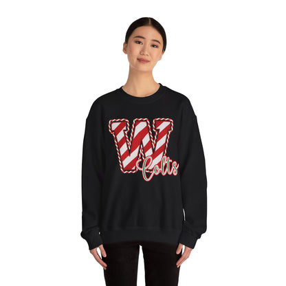 Candy Cane "W" - Colts; Christmas Sweatshirt - Unisex
