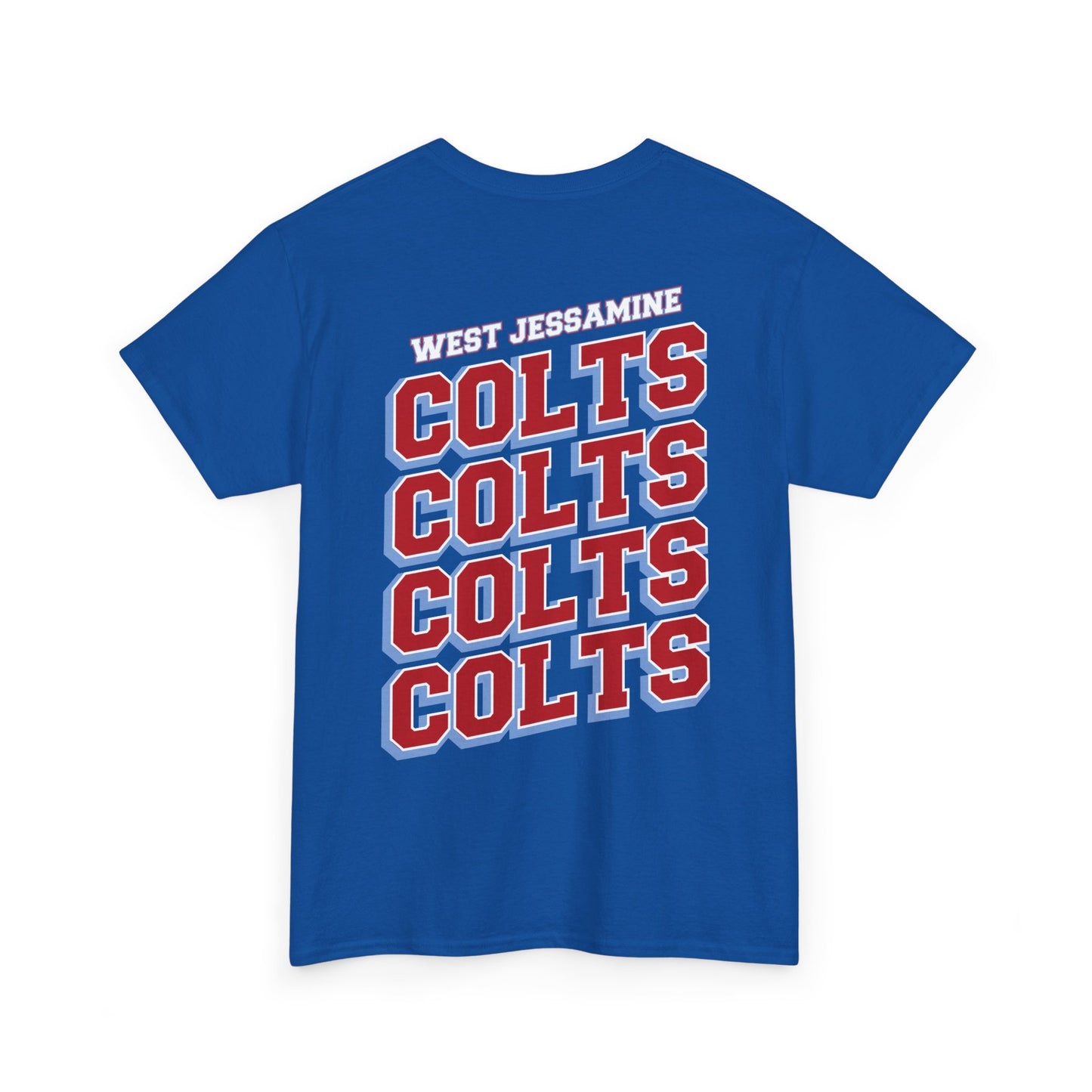 (W) Logo on Front; West Jessamine COLTS on Back —  Front & Back Unisex T-Shirt