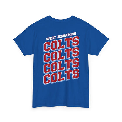 (W) Logo on Front; West Jessamine COLTS on Back —  Front & Back Unisex T-Shirt