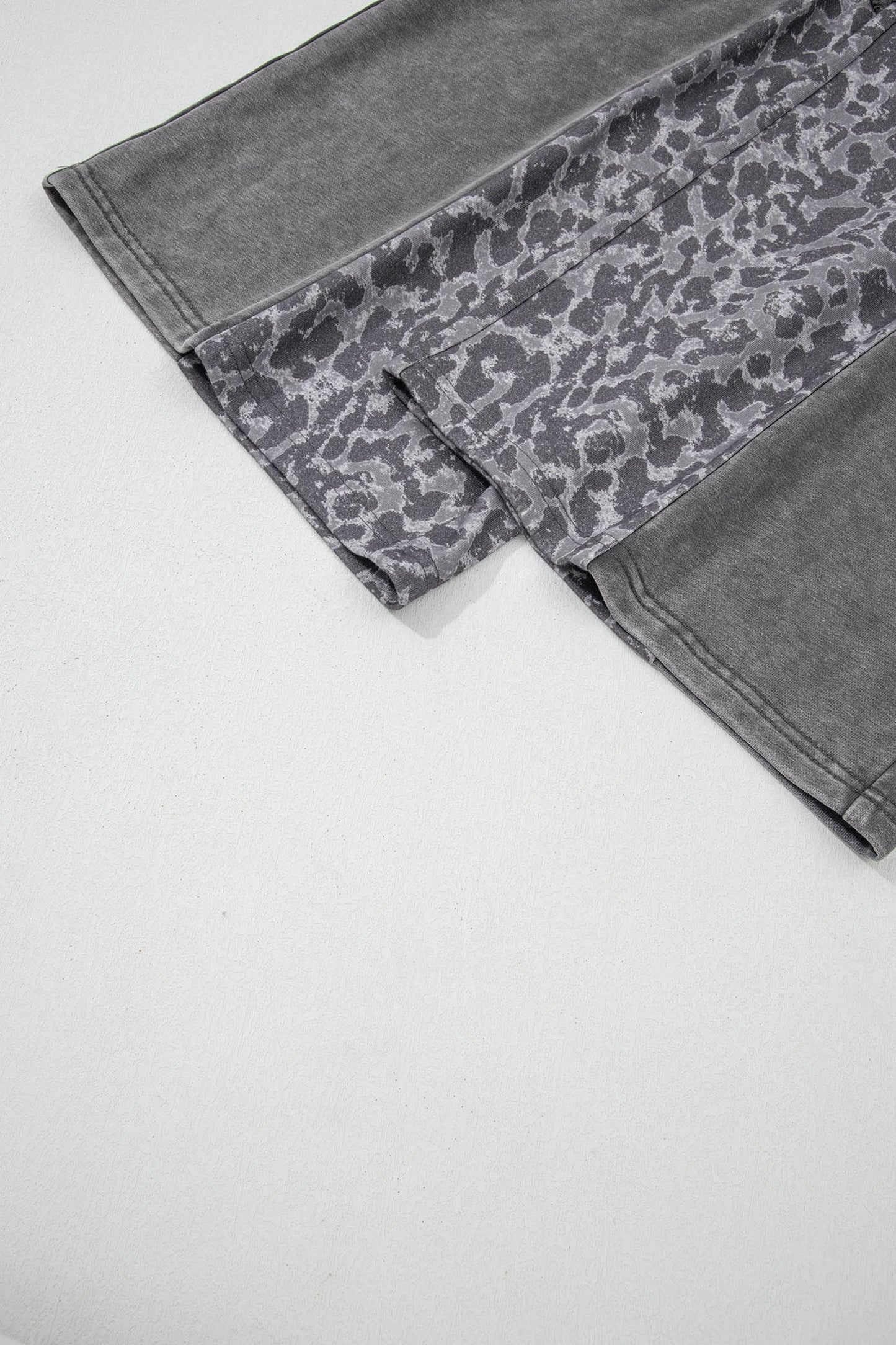 Coffee Mineral Wash Leopard Patchwork Loose Pants