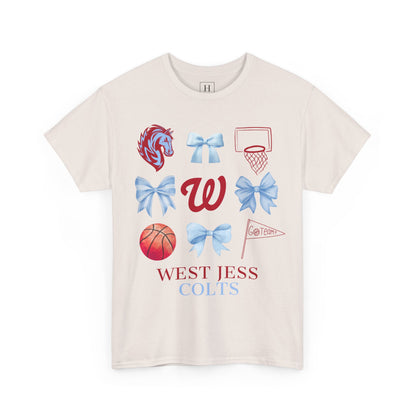 West Jessamine Colts Coquette Basketball Bows - Unisex Tee
