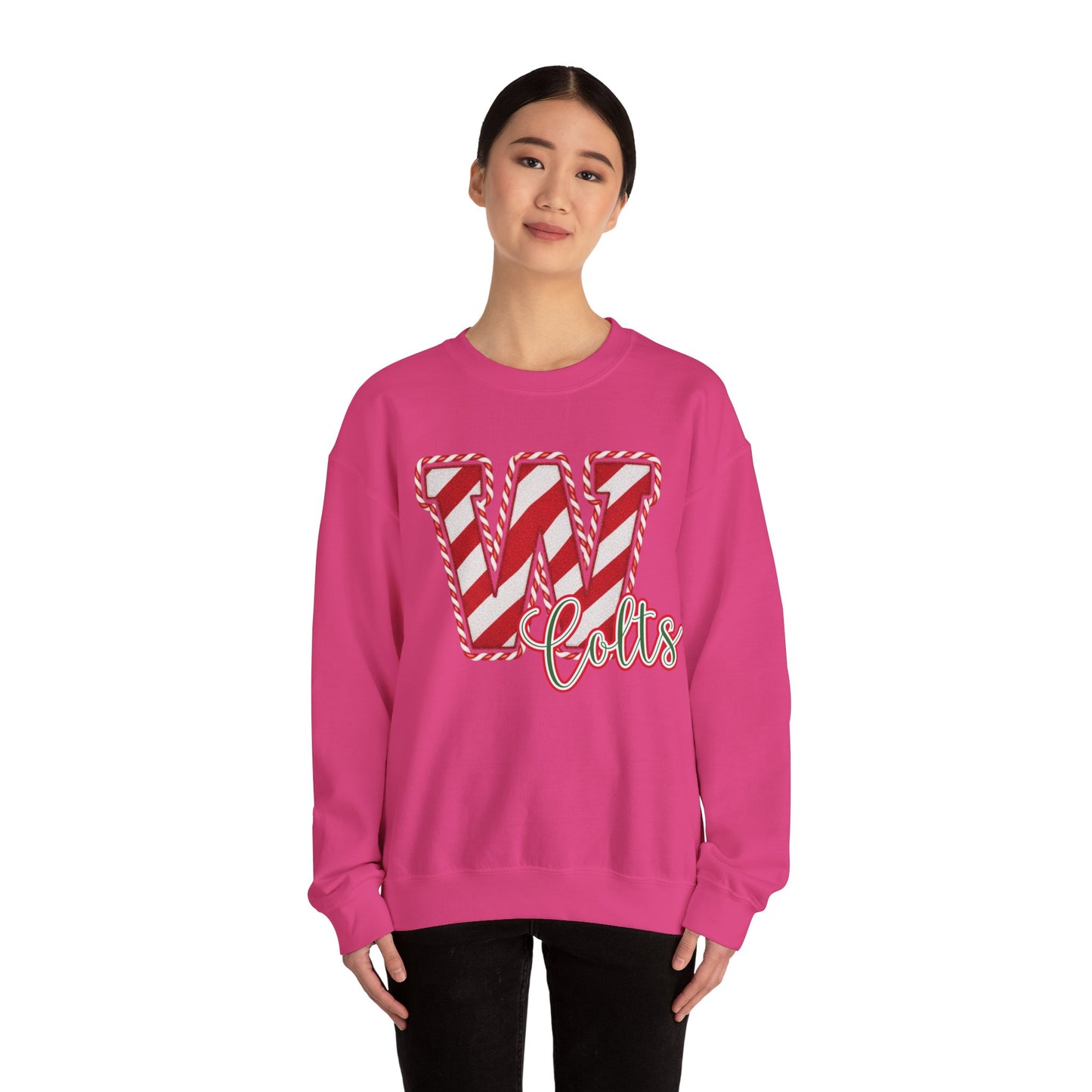 Candy Cane "W" - Colts; Christmas Sweatshirt - Unisex