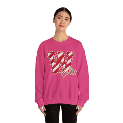 Candy Cane "W" - Colts; Christmas Sweatshirt - Unisex