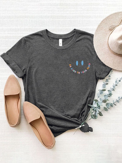 Grateful Thankful Blessed Graphic Round Neck Short Sleeve T-Shirt