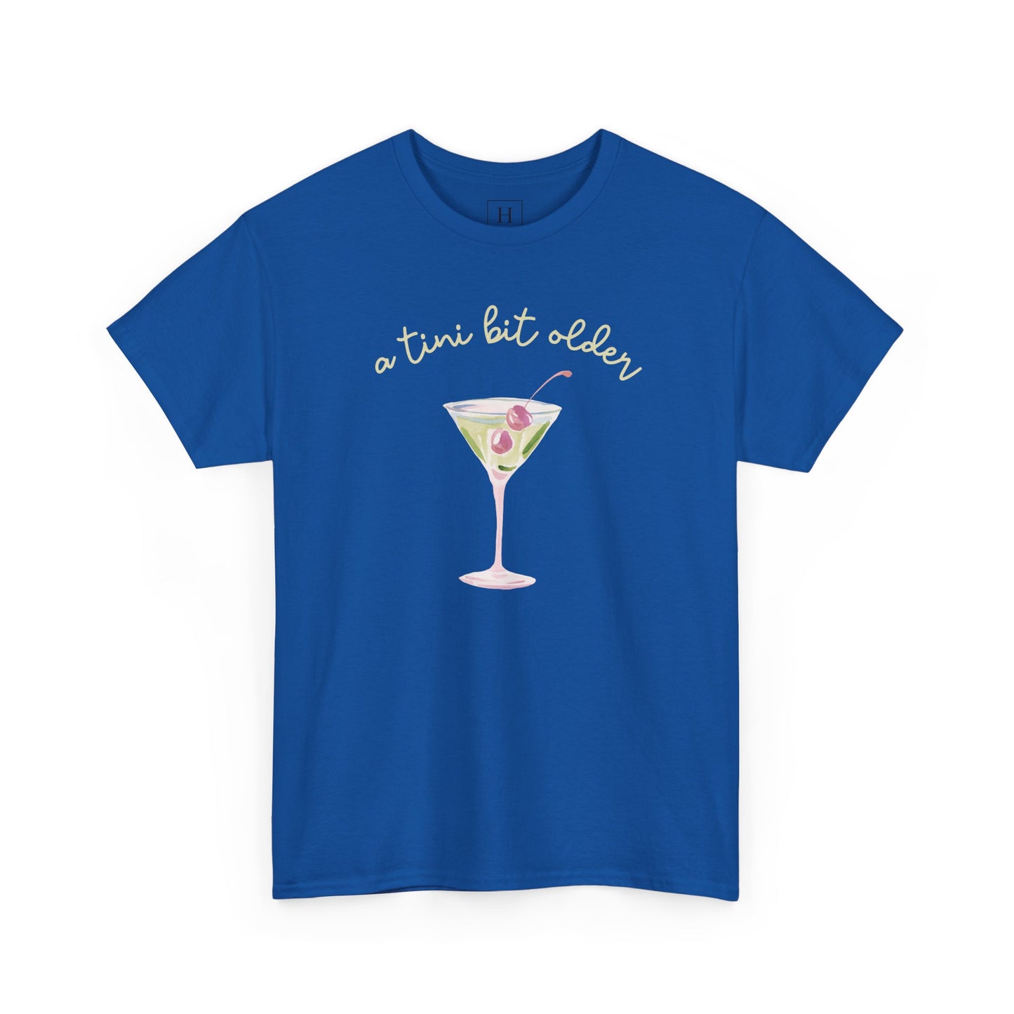 Cute "A Tini Bit Older" Martini T-Shirt — Retro Pink & Green Cocktail Tee