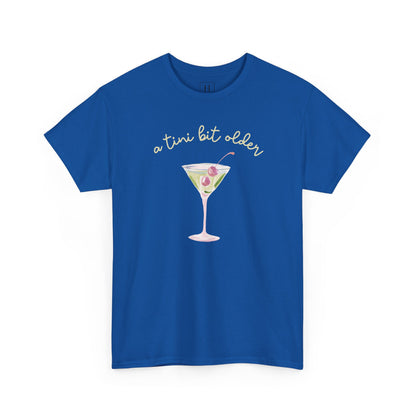 Cute "A Tini Bit Older" Martini T-Shirt — Retro Pink & Green Cocktail Tee