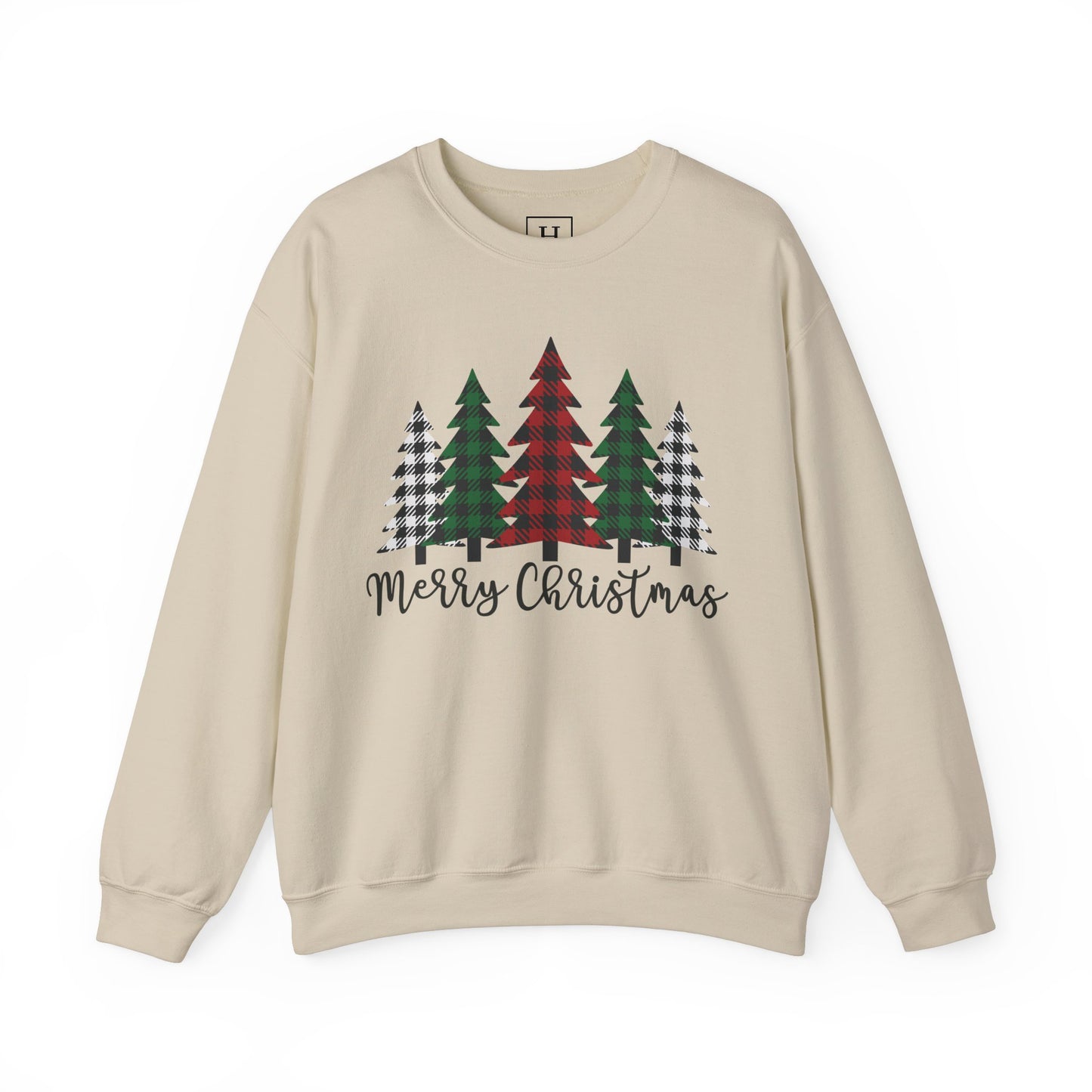 Merry Christmas Plaid Trees Sweater