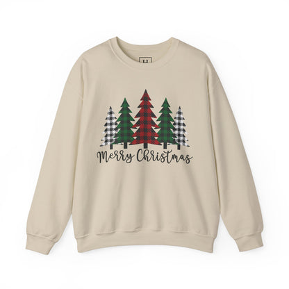 Merry Christmas Plaid Trees Sweater