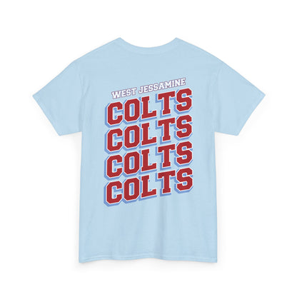 (W) Logo on Front; West Jessamine COLTS on Back —  Front & Back Unisex T-Shirt