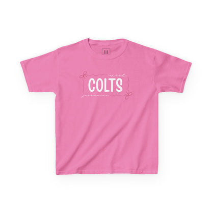YOUTH --  West Jessamine COLTS coquette bow border - Unisex Tee
