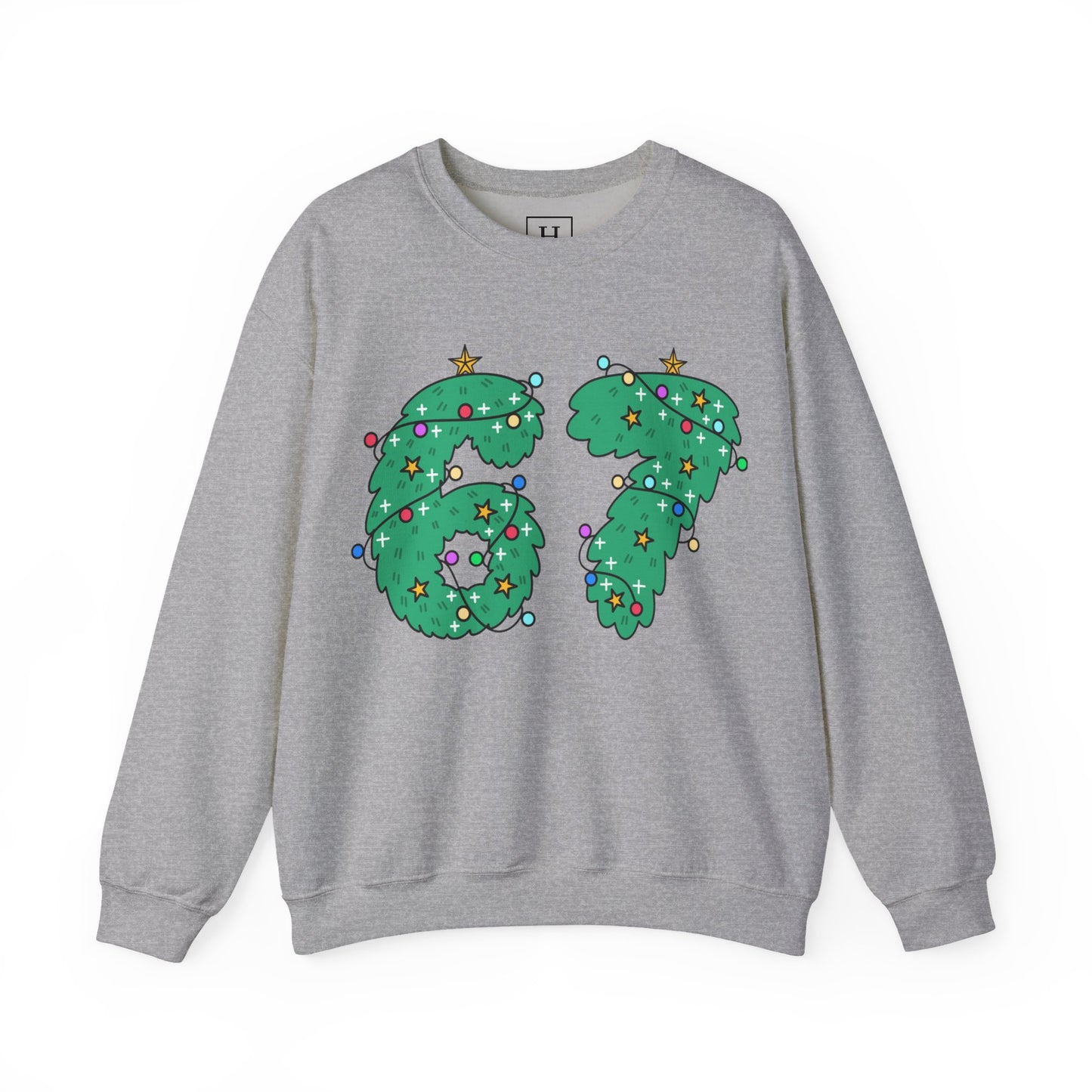 Wreath with Lights and Stars 6 7  - Christmas Sweatshirt - Unisex