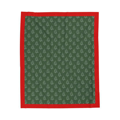 Christmas Tree Blanket with Red Border