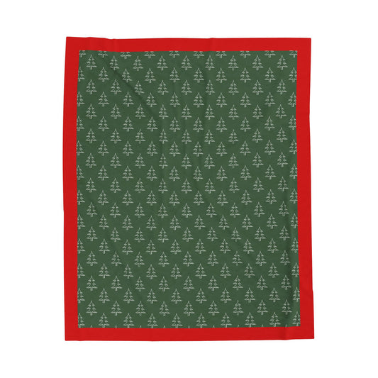 Christmas Tree Blanket with Red Border