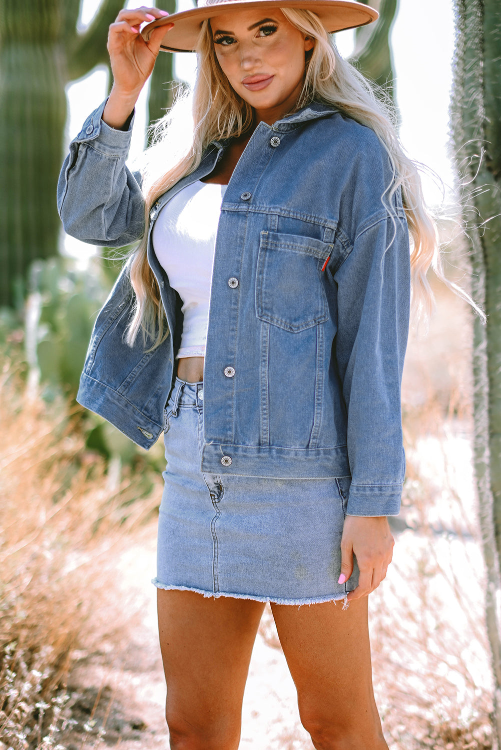 Black Washed Oversize Pocketed Denim Jacket