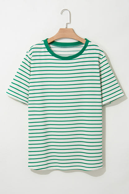 Green Stripe Plus Size St Patricks Day Round Neck T Shirt