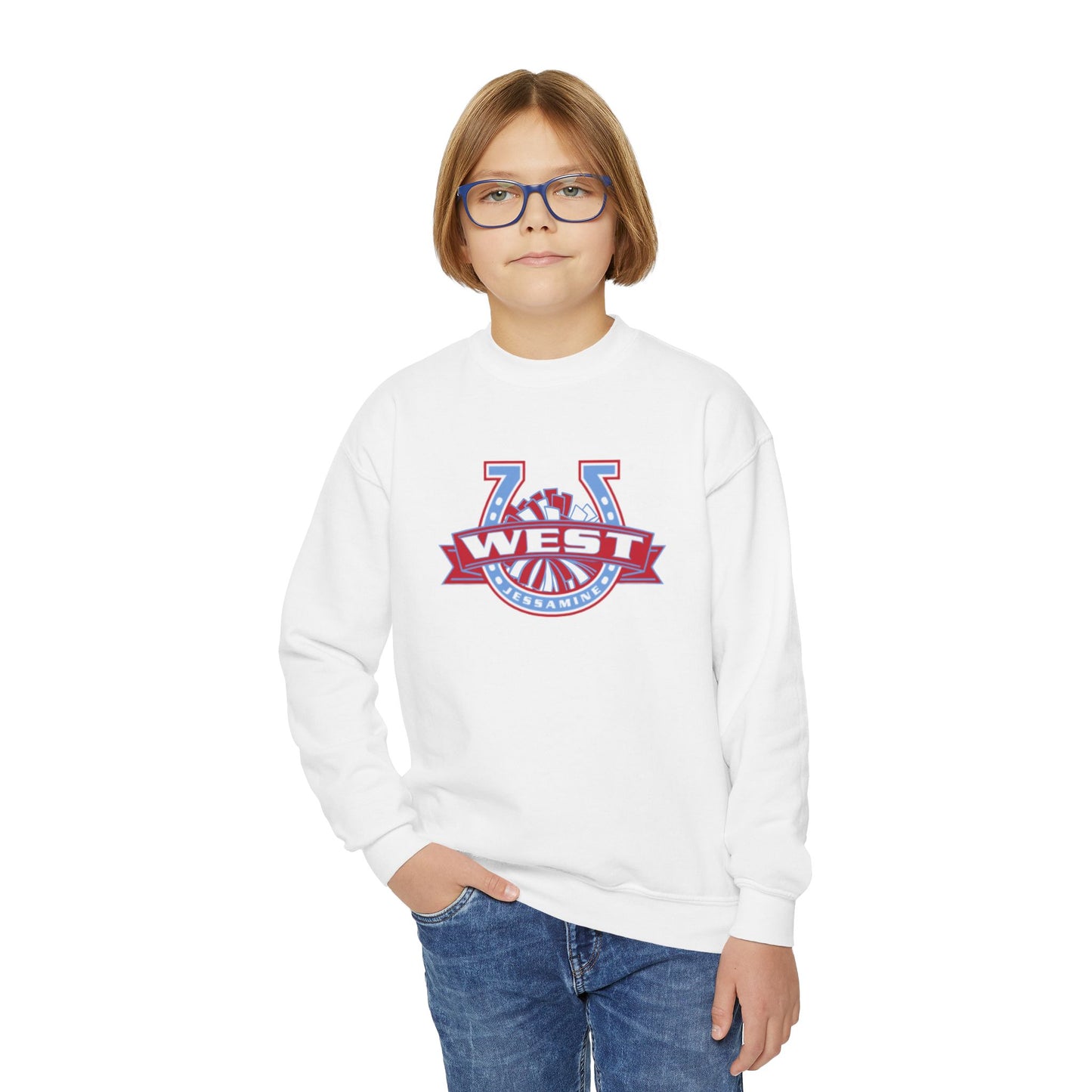 YOUTH -- West Jessamine Horseshoe Logo w/ Pom Sweatshirt