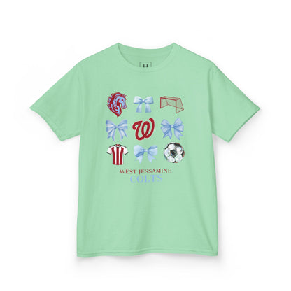 YOUTH --Soccer Coquette Bows Unisex Tee - West Jessamine