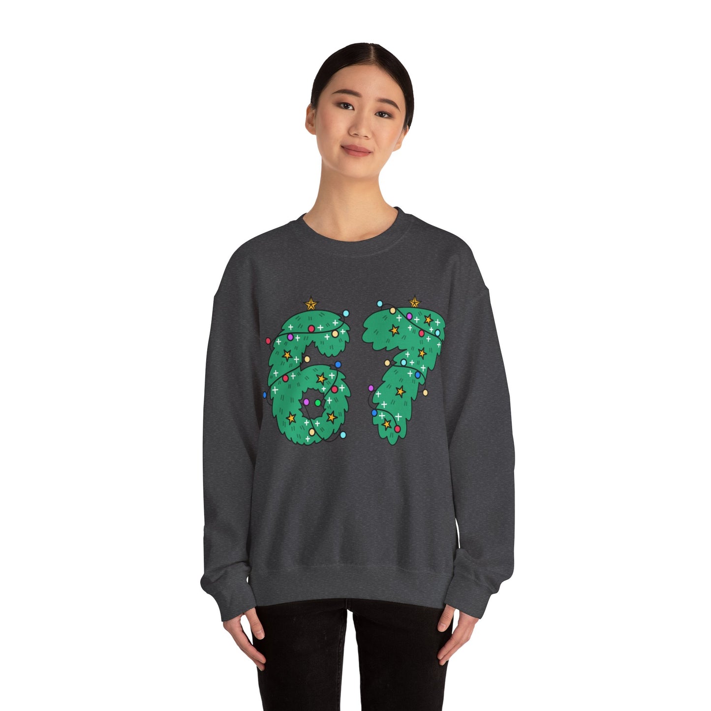 Wreath with Lights and Stars 6 7  - Christmas Sweatshirt - Unisex