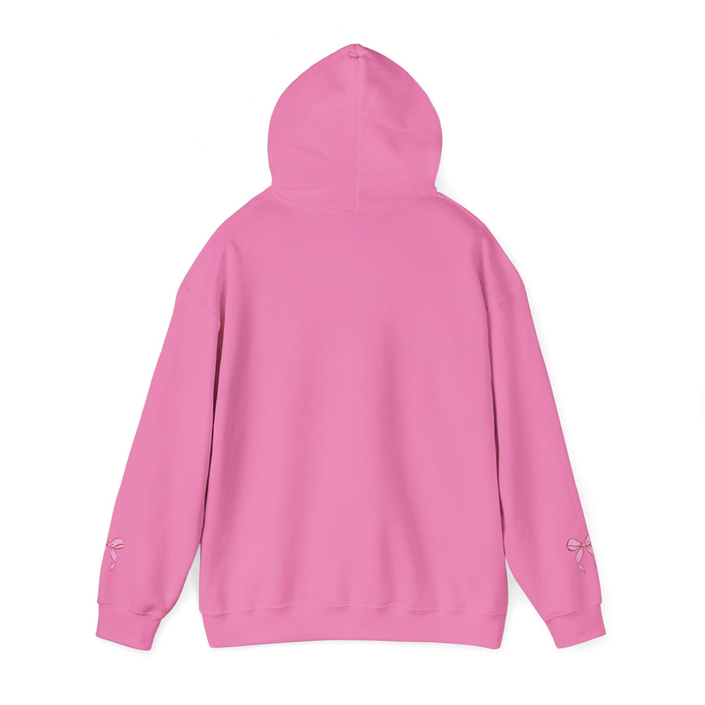 Coquette Pink Center Bow Pullover Hoodie with Bow Sleeves