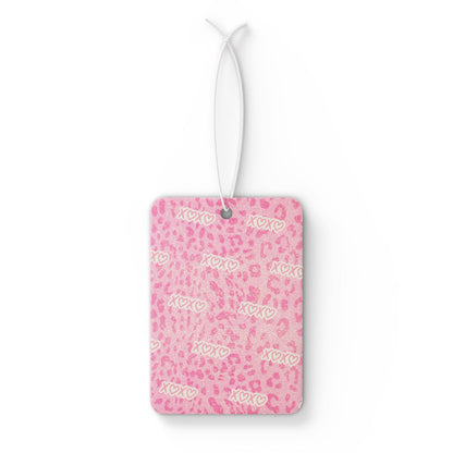 XOXO Pink Cheetah Car Air Freshener —Valentines Day Scented Ornament