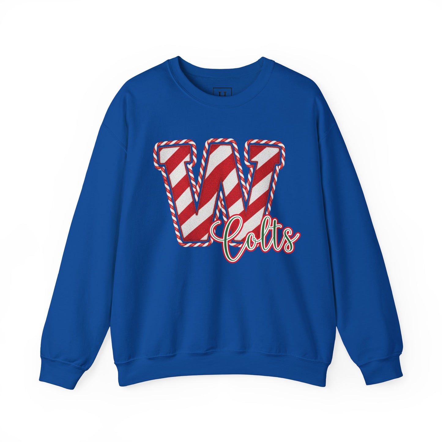 Candy Cane "W" - Colts; Christmas Sweatshirt - Unisex